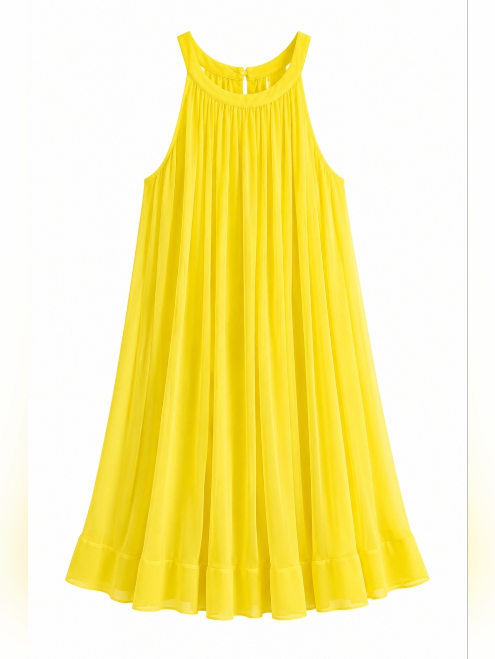 Zara Bright Yellow Pleated Halter Dress XL WORN ONCE!
